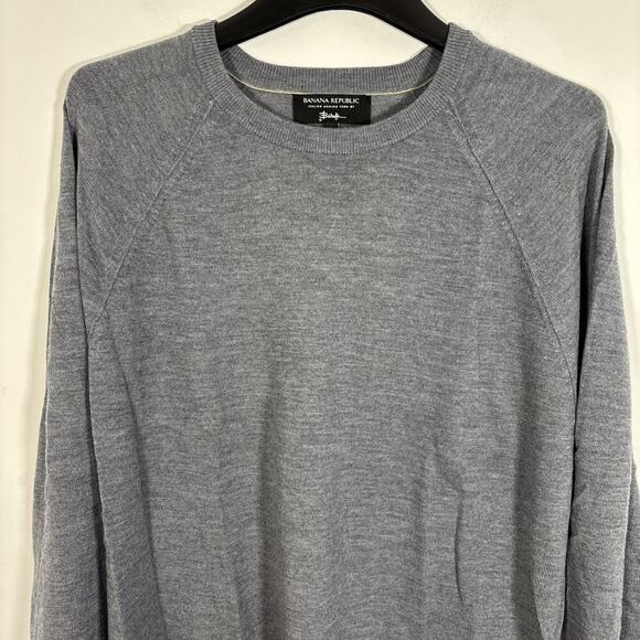Banana Republic Baruffa Sweater 100% Italian Merino Wool Mens XL Gray Crew Neck - Picture 6 of 8